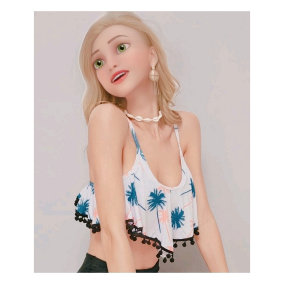 (NEW) Hanky pom-pom Bikini Top - Picture 2 of 6